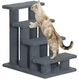 Tiertreppe Katzentreppe Hundetreppe Treppe Für Katze Und Hunde 4 Stufen Grau 63,5x43x60cm - Pawhut