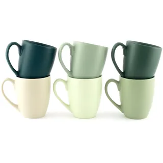 Hanseküche Kaffeebecher Set Groß – Kaffeetassen aus hochwertiger und massiver Keramik, große Henkel, große Becher (Naturfarben, 6er Set)