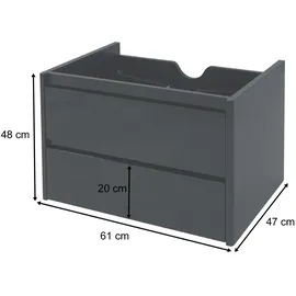 Mendler Waschbeckenunterschrank HWC-B19, Waschtischunterschrank Waschtisch Badezimmer, hochglanz Soft-Close 50x60cm ~ schwarz