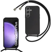 Beajew Silikon Handyhülle für Samsung Galaxy S23 Plus Hülle mit Band, Silikon Necklace Handyhülle mit Abnehmbar Kordel zum Umhängen Stossfest Bumper Handy Schutzhülle, Schwarz
