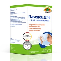 SUNLIFE Nasendusche inkl. 1 x 10 Sticks Nasenspülsalz - Salz Nasendusche zur Reinigung der Nase - Nasendusche zur Vorsorge bei Erkältung & Allergie - Nasenspülung Set für Erwachsene & Kinder