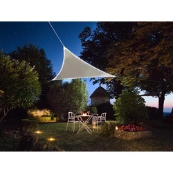 Perel Sonnensegel mit 107 LEDs, wasserabweisend, 3.6 x 3.6 x 3.6 m, 160 g/m2, IP44 Solarenergie, Polyester, Dreieck, Taupe