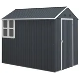 CHICFURN Gerätehaus aus Stahl 4, 259x172x222cm in Dunkelgrau, mit Fenster, BxT: 172x259 cm, (Packung, 1 St., Geräteschuppen Gartenschrank Gartenhaus), Abschließbarer Gartenschrank für Balkon, Terrasse & Garten grau