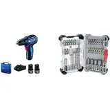 Bosch Professional 12V System Akku Bohrschrauber GSR 12V-30 (inkl. 2x Akku, Schnellladegerät) + 35x Extra Hard Schrauberbit‐ und CYL-3 Bohrer-Set, 35‐tlg. (197 x 110,5 mm, Professional Zubehör)