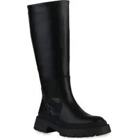 VAN HILL Damen Leicht Gefütterte Klassische Stiefel Profil-Sohle Schuhe 839375, Farbe: Schwarz, Größe: 39 - Schwarz