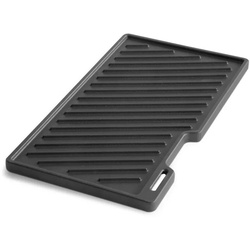 BURNHARD Grillrost Fred, Grillzubehör, Gusseisen Wendeplatte schwarz 25 cm x 44 cm x 4 cm