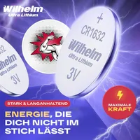 Wilhelm 4 x CR1632 WILHELM Lithium Knopfzelle 3V 140