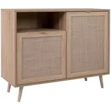 Finori Kommode Bali 101,5 x 87 x 40 cm Sonoma Eiche / Rafia Geflecht
