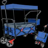 deluxe4home® deluxe4home Bollerwagen Transportwagen Faltbar mit Dach Blau Grau