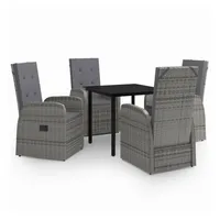 VidaXL 5-tlg. Garten-Essgruppe mit Kissen Grau