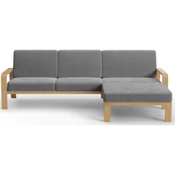 Ecksofa SIT & MORE "Kolding L-Form", grau, B:264cm H:91cm T:178cm, 100% Polyester, Sofas, Armlehnen aus Buchenholz in natur, verschiedene Bezüge und Farben