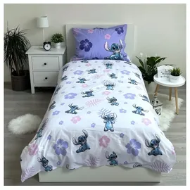 Disney Wendebettwäsche Lilo und Stitch Blumen Lila 140 x 200 cm + 70 x 90 cm