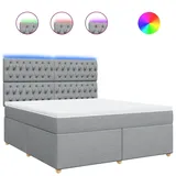 vidaXL Boxspringbett mit Matratze Hellgrau 180x200 cm Stoff