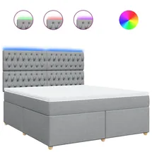 vidaXL Boxspringbett mit Matratze Hellgrau 180x200 cm Stoff