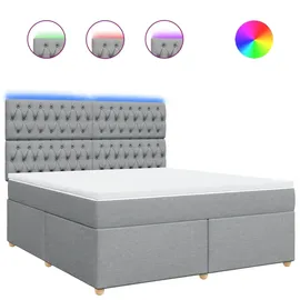 vidaXL Boxspringbett mit Matratze Hellgrau 180x200 cm Stoff