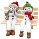 Dekohelden24 Schneekinder als Kantensitzer, mit Mütze und Schal in rot - grün, im 2er Set, L/B/H 8 x 5 x 17 cm