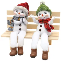 Dekohelden24 Schneekinder als Kantensitzer, mit Mütze und Schal in rot - grün, im 2er Set, L/B/H 8 x 5 x 17 cm