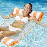 7WUNDERBAR Aufblasbarer Wasserhängematte Luftmatratze Hängematte Matratzen Klappbare Pool schwimmende Bett Wasser Sofa Pool Lounge Badematratze Schwebebett für Erwachsene (Orange)
