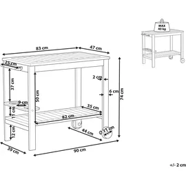 Beliani Teewagen Hellbraun