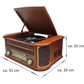 Cyberlux Nostalgie Holz Plattenspieler Retro Kompaktanlage CD/MP3 USB