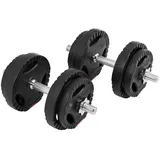 GORILLA SPORTS Kurzhantel Kurzhantel 20kg, mit 8 Hantelscheiben, 2 Kurzhantelstangen, Gerändelt, (mit 4 Sternverschlüssen), Ø 30mm, Gewichten Set 4 x 1,25kg, 4 x 2,5kg, Kurzhantelset, Gym