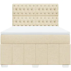 vidaXL Boxspringbett mit Matratze Creme 160x200 cm Stoff - Creme