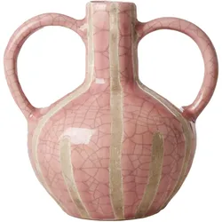 RICE Handbemalte Keramik Vase Hellrosa, Höhe 15, Ø 14.5 cm, Rosa