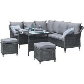 Hti-Living Ecksofa mit Tisch und Hocker Loungemöbel blau/grau