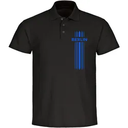 multifanshop Poloshirt - Berlin blau - Streifen - Druck blau - Polo