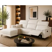 OTTO home Ecksofa OTTO HOME "LUND, L-Form, 261cm, man. o. elektr. Relaxfunktion (mit USB-A)", beige (creme), B:261cm H:97cm T:179cm, Echtleder 100% Echtleder;Kunstleder 100% Polyurethan, Sofas, Ecksofa, und Kopfteilverstellung