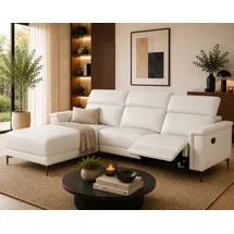 OTTO home Ecksofa OTTO HOME "LUND, L-Form, 261cm, man. o. elektr. Relaxfunktion (mit USB-A)", beige (creme), B:261cm H:97cm T:179cm, Echtleder 100% Echtleder;Kunstleder 100% Polyurethan, Sofas, Ecksofa, und Kopfteilverstellung
