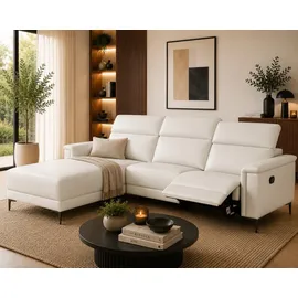 OTTO home Ecksofa OTTO HOME "LUND, L-Form, 261cm, man. o. elektr. Relaxfunktion (mit USB-A)", beige (creme), B:261cm H:97cm T:179cm, Echtleder 100% Echtleder;Kunstleder 100% Polyurethan, Sofas, Ecksofa, und Kopfteilverstellung