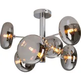 NÄVE Deckenleuchten Orion, ohne Leuchtmittel, Glasschirme, 6flg. G9, exkl. Leuchtmittel, chrom-smokey, D: 53cm silberfarben
