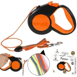 NUXIE® automatische Hundeleine reflektierende Schnur 3m 15kg orange