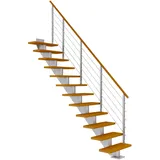 DOLLE Mittelholmtreppe Hamburg (Breite: 75 cm, Gerade, Perlgrau, Farbe Stufen: Eiche, Natur, Geschosshöhe: 240 – 279 cm)