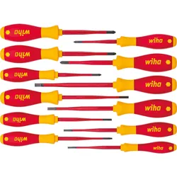 Wiha Schraubendreher Set 12-tlg, SoftFinish electric slimFix, VDE geprüft, 1000V Schutz, Chrom-Vanadium, ergonomisch