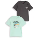 Tom Tailor Jungen T-Shirt im 2er-Pack, grün, Uni, Gr. 116/122