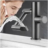 Sjqka - 720° drehbarer Waschbecken-Wasserhahn, moderner Wasserfall-Badezimmer-Wasserhahn mit intelligenter LED-Digitalanzeige, Wasserkraft,