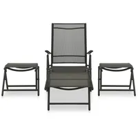 vidaXL 3-tlg Garten-Lounge-Set Textilene und Aluminium Schwarz