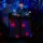 MONSTER SHOP DJ Booth Kabine Stand Tisch Faltbar Klappbar Mobil Setup Disco Schwarz & Weiß Dehnbarer Stoff Pulverbeschichteter Stahl Tragetasche Aufbewahrungstasche Sicherungsmechanismus Komplettset Feier Party