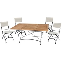 etc-shop Stuhl, 5 teilig Tisch Gruppe Eukalyptus Grandis Garten Sitzgruppe Armlehne