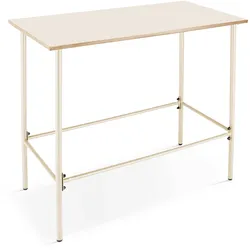 Oviala Business Hoher Esstisch aus elfenbeinfarbenem Metall 120 cm