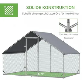 PawHut Hühnerstall 300 x 200 x 200 cm grau/silber