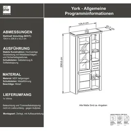 Set One by Musterring Vitrine York Dekor Graphit / Eiche