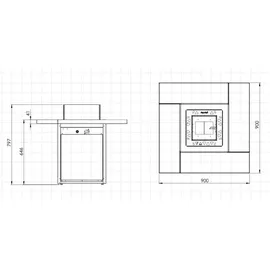Planika Square Tisch Gas - Outdoor-Gaskamin 79,7x90 cm 10kW - Schwarz