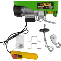 Pro Craft Procraft, Seilzug + Werkstattkran, TP250 elektrische Seilwinde Seilzug 510 W 6 mm Tragfähigkeit ohne/mit Umlenkrolle 125/250