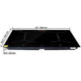 Vevor Induktionskochplatte Induktionskochfeld 6800 W, 4 Platten Induktionskochplatte Touchscreen 9 Heizstufen, Eingebauter Induktionsherd Kochfeld Automatischer Abschaltung &