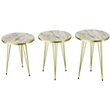 [en.casa] Satztisch Ry 3er Set weiße Marmoroptik / Gold [en.casa]