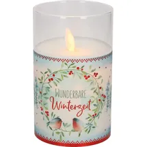 Butzon & Bercker Wunderbare Winterzeit: LED-Glaswindlicht mit Echtwachskerze