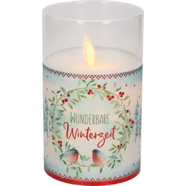 Butzon & Bercker Wunderbare Winterzeit: LED-Glaswindlicht mit Echtwachskerze